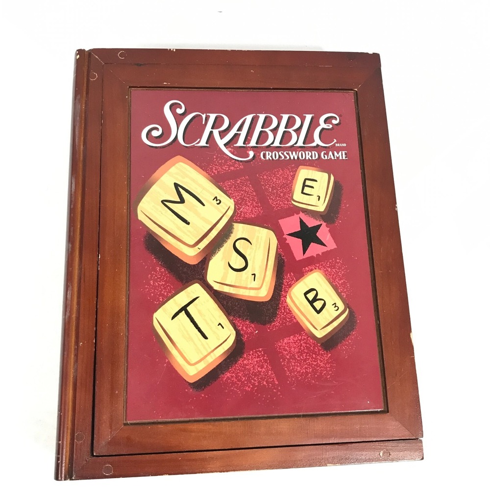 Scrabble Crossword Game Wooden Storage Case Vintage Edition Board Game Wood Rack